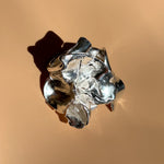 sterling silver hammered flower statement ring