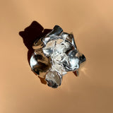sterling silver hammered flower statement ring