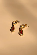 Load image into Gallery viewer, 18k gold plated brass dangling earrings citrine stone