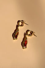 Load image into Gallery viewer, 18k gold plated brass dangling earrings citrine stone