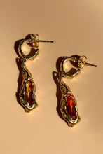 Load image into Gallery viewer, 18k gold plated brass dangling earrings citrine stone