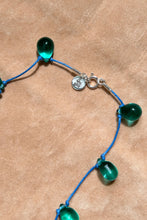 Load image into Gallery viewer, clear vintage Czech glass beaded blue cord necklace