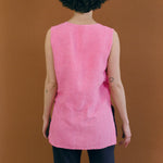 pink cotton straight cut boxy sleeveless vest