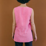 pink cotton straight cut boxy sleeveless vest
