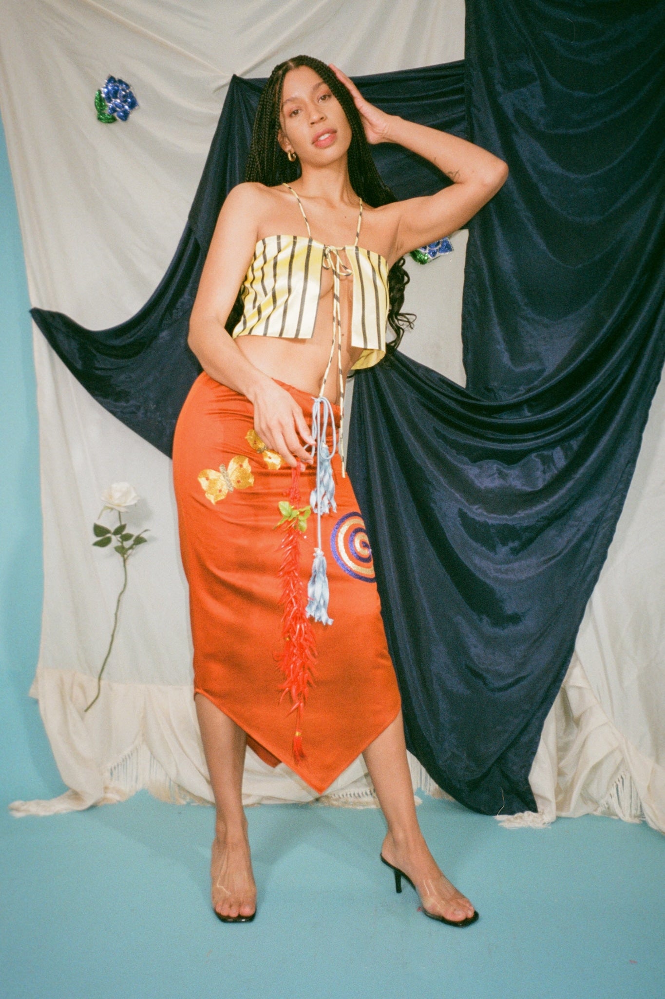 PLAYA SKIRT IN ORANGE/ICE - 100% SILK