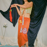 PLAYA SKIRT IN ORANGE/ICE - 100% SILK