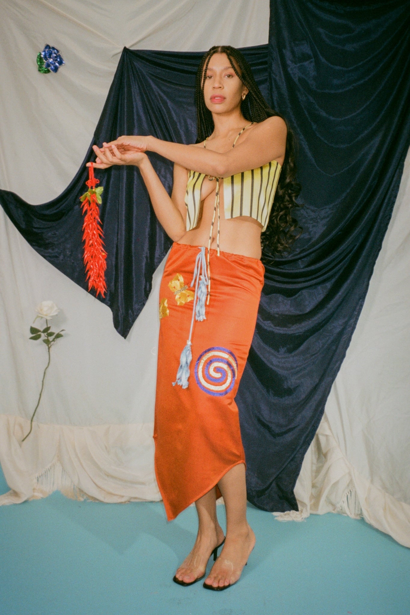 PLAYA SKIRT IN ORANGE/ICE - 100% SILK