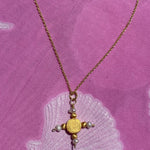 gold plated silver circular sun pearl necklace