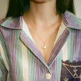 gold plated silver circular sun pearl necklace