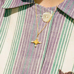 gold plated silver circular sun pearl necklace