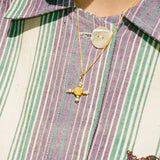 gold plated silver circular sun pearl necklace