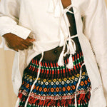 Ribatejo inspired cotton weighted pleated mini skirt