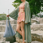 striped jersey pique Filipiniana baro sleeve robe