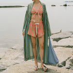 striped jersey pique Filipiniana baro sleeve robe