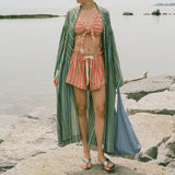 striped jersey pique Filipiniana baro sleeve robe