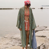 striped jersey pique Filipiniana baro sleeve robe