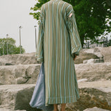 striped jersey pique Filipiniana baro sleeve robe