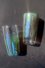 Load image into Gallery viewer, clear green blue yellow jelly dipped glass tumbler