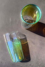 Load image into Gallery viewer, clear green blue yellow jelly dipped glass tumbler