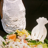 hand carved mother of pearl hand salad tongs