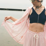 navy white stitched jersey pique sleeveless crop top