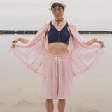 navy white stitched jersey pique sleeveless crop top