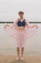 Load image into Gallery viewer, navy white stitched jersey pique sleeveless crop top