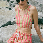 jersey pique stripe sleeveless crop top