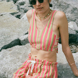 jersey pique stripe sleeveless crop top