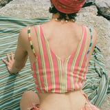 jersey pique stripe sleeveless crop top