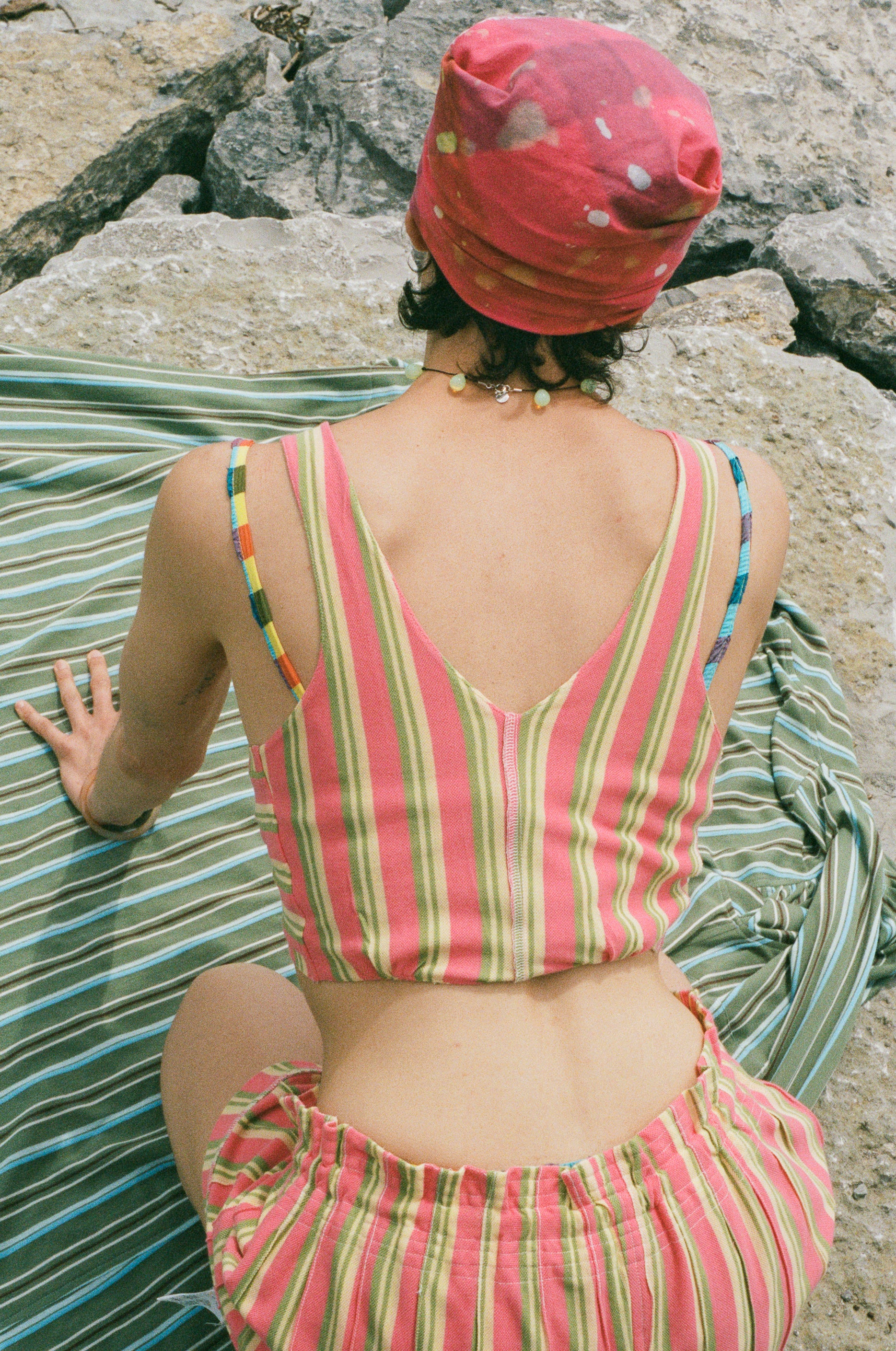 jersey pique stripe sleeveless crop top