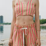 jersey pique stripe sleeveless crop top