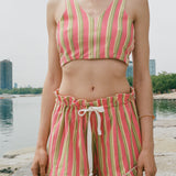 jersey pique stripe sleeveless crop top