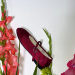 SATIN MARY JANE THEATRE SHOE IN CRIMSON - 100% SILK SHOP