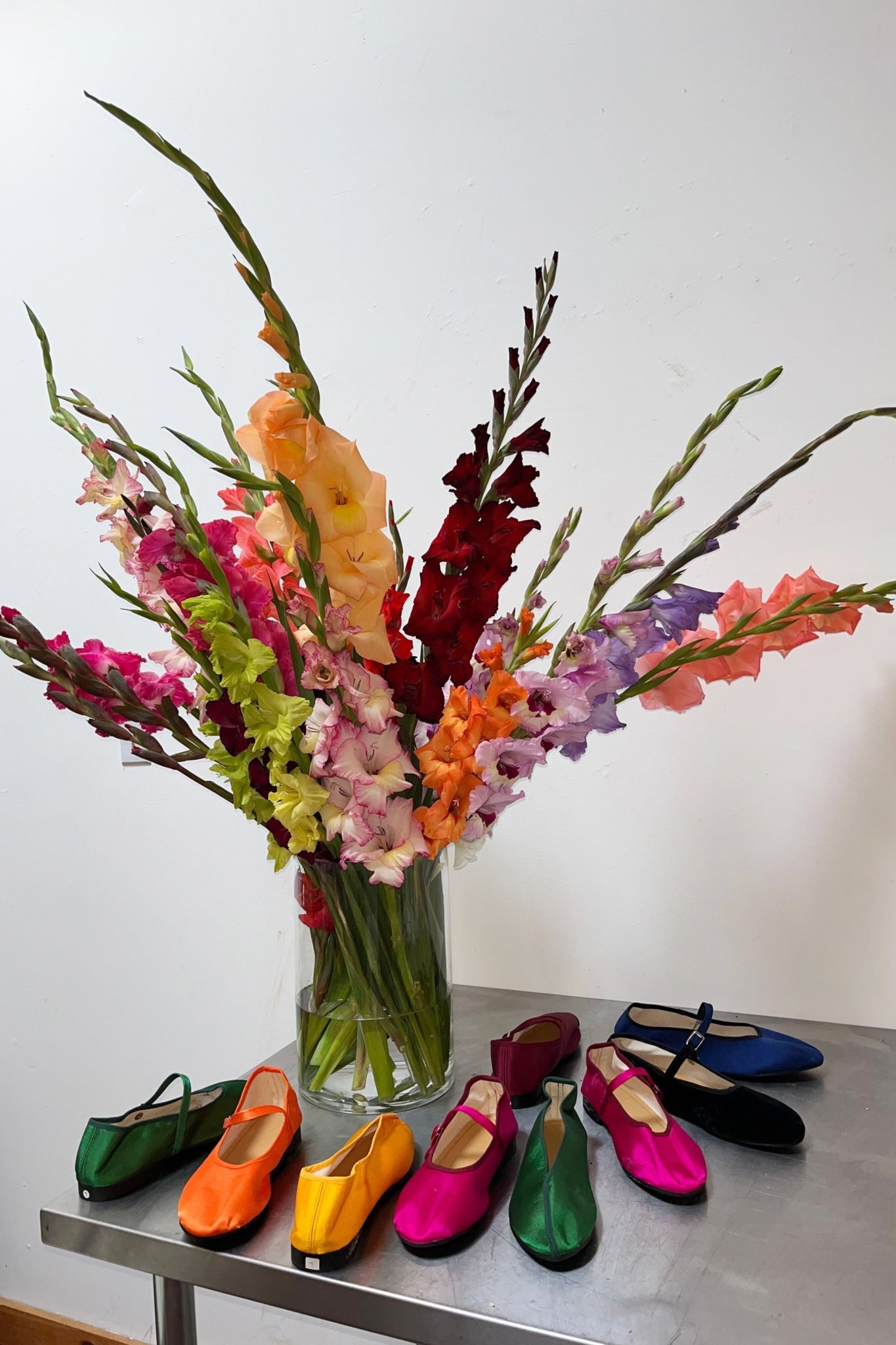 emerald green satin pointed theatre slipper