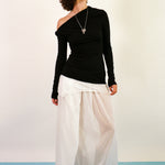 white cotton silk floor length semi sheer skirt