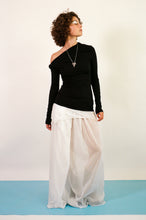 Load image into Gallery viewer, white cotton silk floor length semi sheer skirt