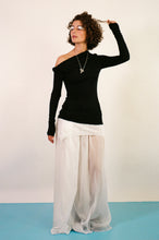 Load image into Gallery viewer, white cotton silk floor length semi sheer skirt
