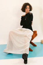 Load image into Gallery viewer, white cotton silk floor length semi sheer skirt