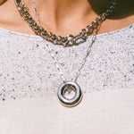 rhodium plated brass oval link chain necklace