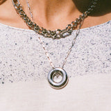 rhodium plated brass oval link chain necklace