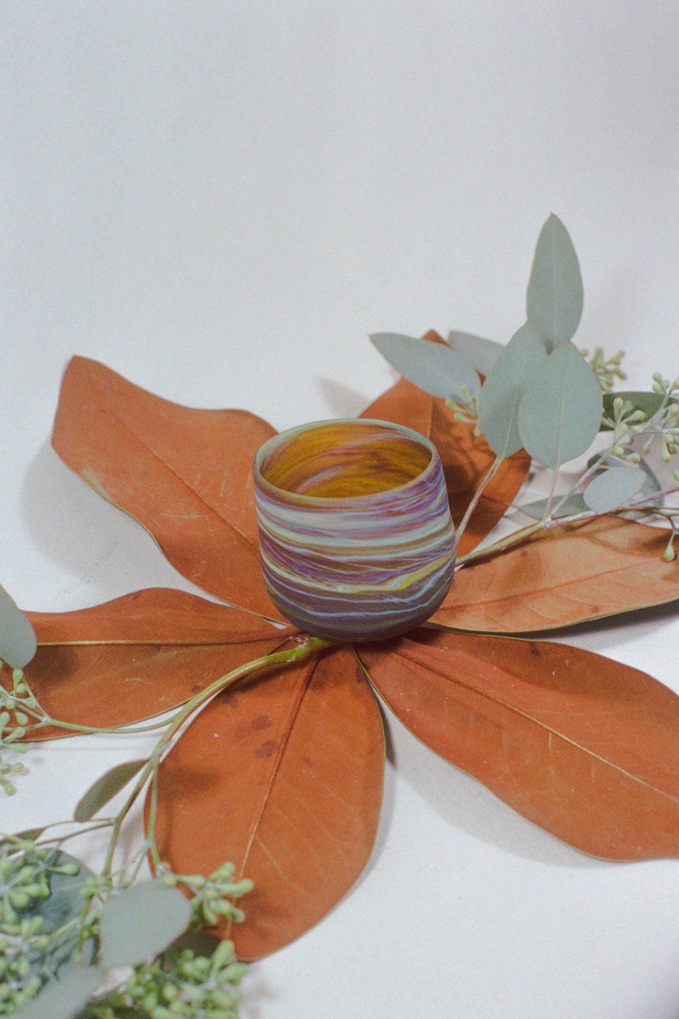 Palestinian small amber mineral handblown glass drinking tumbler