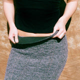 grey boucle wool fitted midi skirt