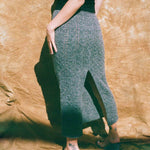 grey boucle wool fitted midi skirt