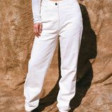 white cotton mid rise stovepipe cowboy jean