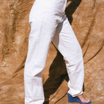 white cotton mid rise stovepipe cowboy jean