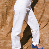 white cotton mid rise stovepipe cowboy jean