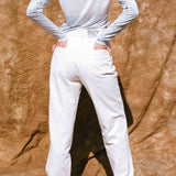 white cotton mid rise stovepipe cowboy jean