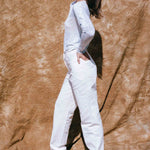 white cotton mid rise stovepipe cowboy jean