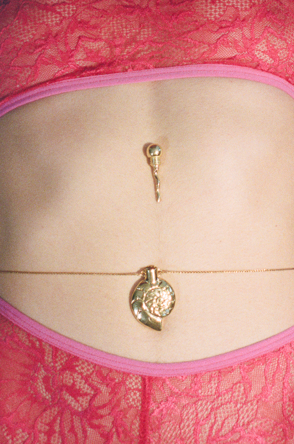 underwater relic spiral seashell brass medallion fragrance necklace